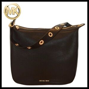 MICHAEL KORS Brooklyn Large Hobo Shoulder Bag Black Leather